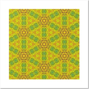 Green, Yellow and Mauve Hexagonal Pattern  - WelshDesignsTP004 Posters and Art